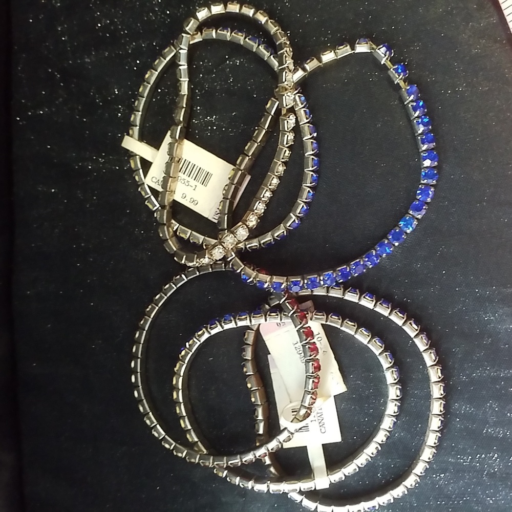 CLAIRE'S BRACELETS LOT OF (6) RED WHITE BLUE SEQUINS NWT NEW